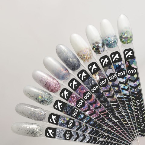 F.O.X Glow glitter gel 010 - żel do zdobień z zielono-różowym brokatem, 5 ml F.O.X Glow glitter gel 010 - żel do zdobień z zielono-różowym brokatem, 5 ml