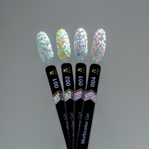 F.O.X Multicolor gel 003 - żel do zdobień z różowo-fioletowym brokatem, 5 ml F.O.X Multicolor gel 003 - żel do zdobień z różowo-fioletowym brokatem, 5 ml
