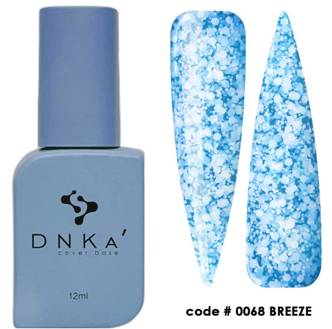 DNKa' Cover Base #0068 Breeze - niebieska baza hybrydowa z białą drobinką, 12 ml