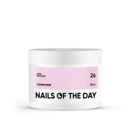 NAILSOFTHEDAY Cover base NEW 26 - półprzezroczysta delikatno-różowa baza ze srebrną drobinką, 30 ml