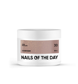 NAILSOFTHEDAY Cover base NEW 30 - półprzezroczysta naturalno-nudowa baza ze złotą drobinką, 30 ml