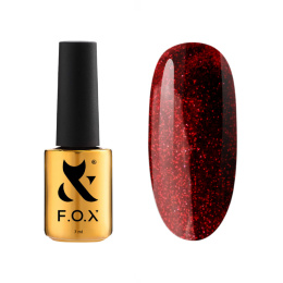 F.O.X gel polish Party 004 - czerwony lakier hybrydowy z drobinkami, 7 ml