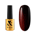 F.O.X gel polish Party 011 - czerwony lakier hybrydowy z drobinkami, 7 ml