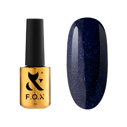 F.O.X gel polish Party 013 - granatowy lakier hybrydowy z brokatowym połyskiem, 7 ml