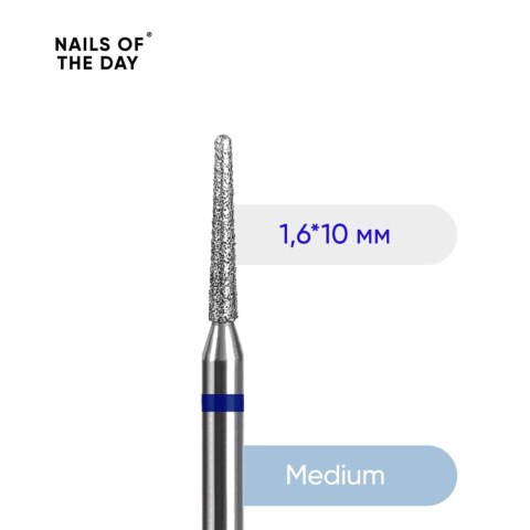 NAILSOFTHEDAY frez diamentowy - stożek niebieski 1,6 x 10 mm
