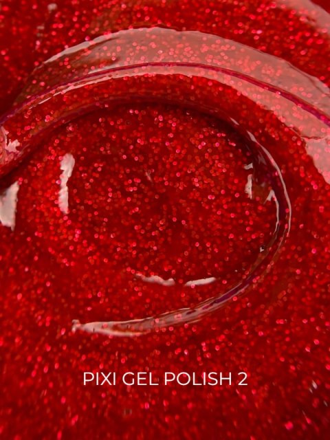 TOUCH Pixi gel polish 02 - czerwony brokatowy lakier hybrydowy, 9 ml TOUCH Pixi gel polish 02 - czerwony brokatowy lakier hybrydowy, 9 ml