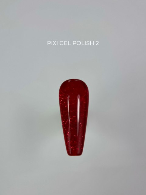TOUCH Pixi gel polish 02 - czerwony brokatowy lakier hybrydowy, 9 ml TOUCH Pixi gel polish 02 - czerwony brokatowy lakier hybrydowy, 9 ml
