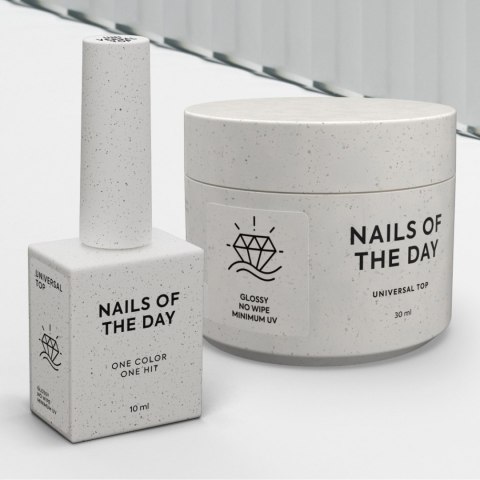 NAILSOFTHEDAY Universal top - błyszczący top bez warstwy dyspersyjnej, z minimalną zawartością filtrów UV, 30 ml NAILSOFTHEDAY Universal top - błyszczący top bez warstwy dyspersyjnej, z minimalną zawartością filtrów UV, 30 ml