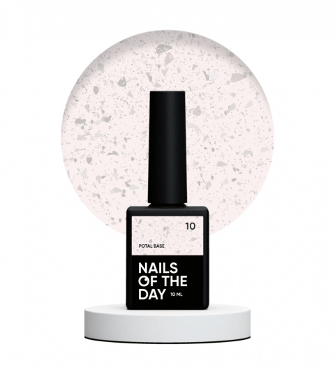 NAILSOFTHEDAY Potal base 10 – chłodno-mleczna baza ze srebrnymi płatkami, 10 ml