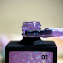 NAILSOFTHENIGHT Party base 01 - neonowo-różowa baza z holograficznymi sześciokątami, 10 ml
