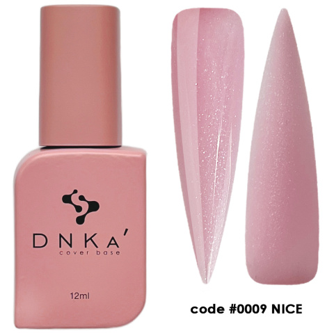 DNKa' Cover Base #0009 Nice - różowa baza hybrydowa ze srebrną drobinką, 12 ml