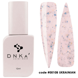 DNKa' Cover Base #0010B' Ukrainian - różowa baza hybrydowa z płatkami folii, 12 ml