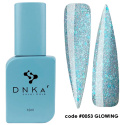 DNKa' Cover Base #0053 Glowing - niebieska baza hybrydowa z brokatem, 12 ml