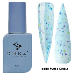 DNKa' Cover Base #0058 Chilly - niebieska baza hybrydowa z brokatem, 12 ml