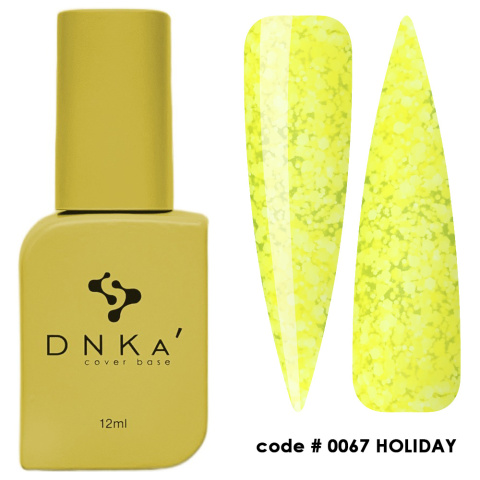 DNKa' Cover Base #0067 Holiday - żółta baza hybrydowa z białą drobinką, 12 ml