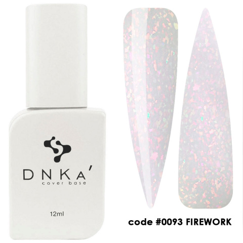 DNKa' Cover Base #0093 Firework - mleczna baza hybrydowa z holograficznymi płatkami, 12 ml