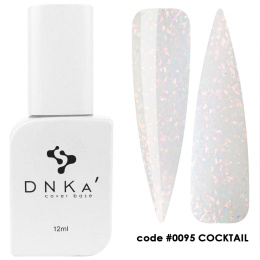 DNKa' Cover Base #0095 Cocktail - biała baza hybrydowa z holograficznymi płatkami, 12 ml